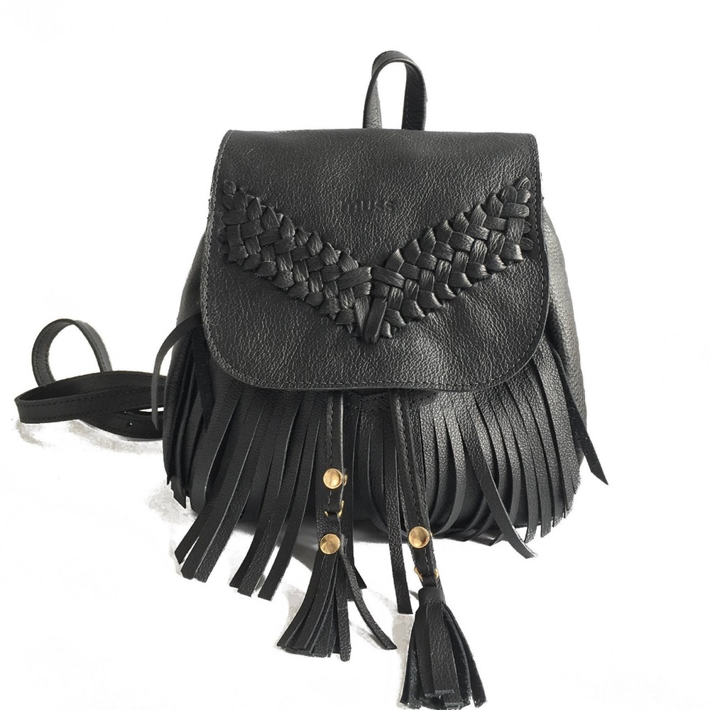 Small leather backpack boho style purse